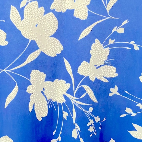 Ruby Rd Petite M puff print flutter sleeve dress in light blue and white floral. - Picture 5 of 8